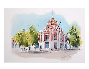 Открытка Бийск Алтайский край акварель Пассаж А.В. Второва