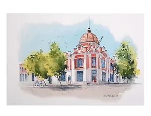 Открытка Бийск Алтайский край акварель Пассаж А.В. Второва 3112272