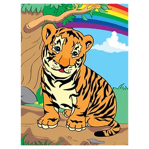 Раскраска по номерам А4,  ЮНЛАНДИЯ "Тигренок", с акриловыми красками, на картоне, кисть, 661596 2778014
