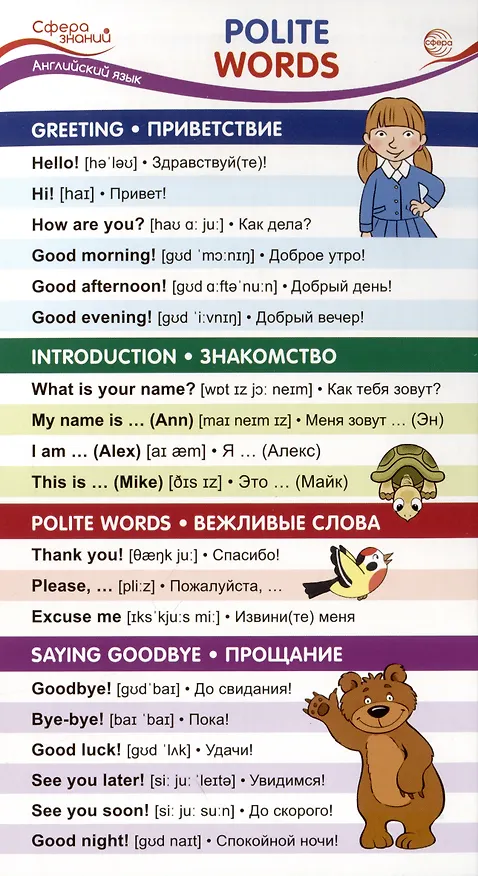 Книга Карточка-шпаргалка. Polite words (Вежливые слова) (110х205 мм) () — 1