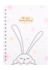 Записная книжка А6 120л кл. "Bunny", белый, мягк.переплет, ламинация, спираль