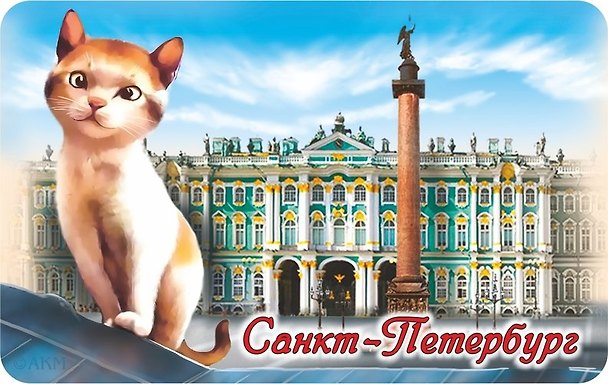 Сувенир, АКМ, Магнит винил, СПБ.Котик-Эрмитаж, 6*10см 330775 — 1