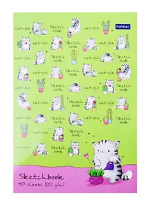 Скетчбук А5 40л "Приключения кота пирожка" 100г/м2, склейка