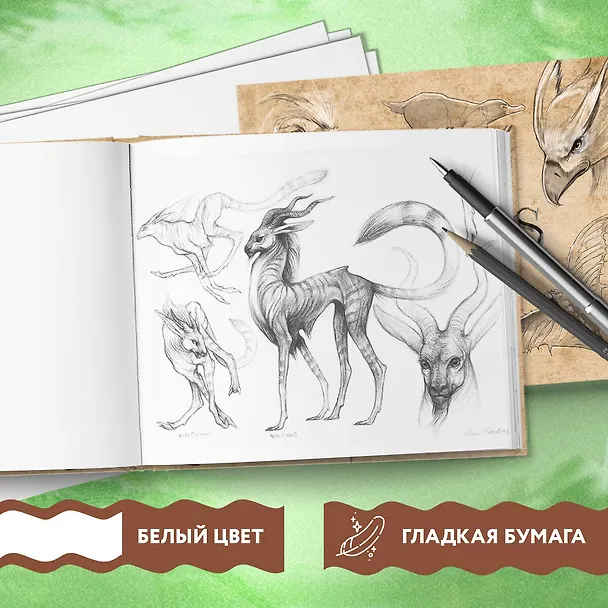 Скетчбук. Фантастические твари (твердый переплет, 96 стр., 240х200 мм) 2914889 — 5