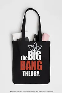 Сумка-шоппер Теория большого взрыва, черная (38х43, длина ручек 58 см)