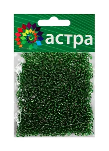Набор д/творчества АСТРА Бисер 11/0 20гр 27В зелёный/прозр.серебрист.центр(круг.отв.)