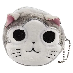 Монетница плюшевая на молнии Серый котик (8 см) (ПВХ бокс) (12-12095-HJ-59)