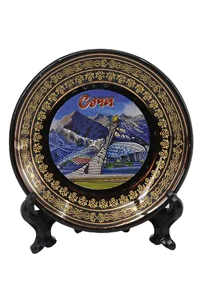 Магнит-тарелка Олимпийский фонтан (фарфор) (7см) (Сочи) (026-7BL-135-17) 3133818