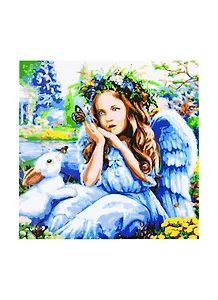 Холст с красками 20х20см по номерам (в коробке), (14цв) Ангел и кролик (Арт. ХК-4042)