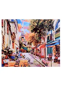 Холст с красками "Уютная красочная улица в Париже", 30х40