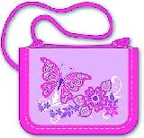 Кошелек "БАБОЧКА" 12,5*10см на шнурке, 4 отд., кольцо для ключей, полиэстер