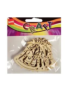 Деревянные заготовки в пакете с хедером, 6 шт, колокольчик с дед морозом