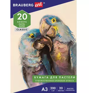 Папка для пастели А3 20л слоновая кость ГОЗНАК 200г тиснение Скорлупа, ART BRAUBERG — 2937245 — 1