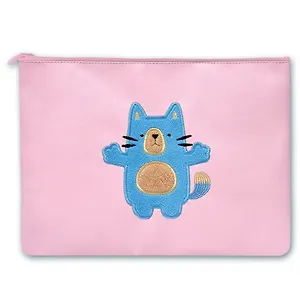 Папка для документов, Феникс+, А4 "КОТИК РОЗОВЫЙ" 1 отделение, полиуретан и хлопчатобумажная ткань, на молнии, пэт-пакет