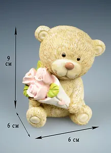 Мишка с букетом полирезина (9см) (44417)