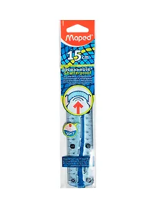 Линейка 15см ударопрочная, двойн. градуировка, инд.уп., подвес, ассорти, MAPED