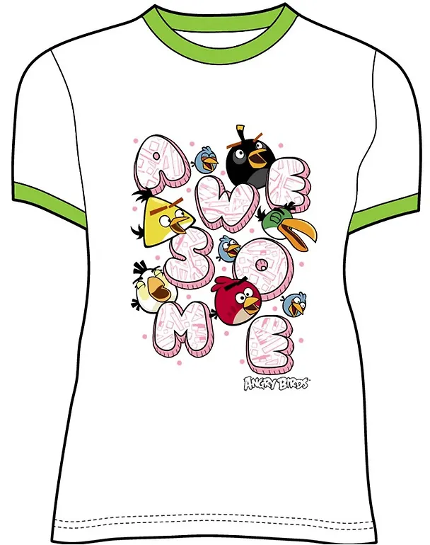 Angry Birds Футболка для девочек AWESOME (3-4 года, Белый) (TSG87-WHT-AB) 2372995 — 1