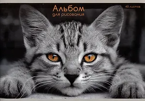 Альбом для рисования Listoff, "Взгляд кота", А4, 40 листов, на скрепке