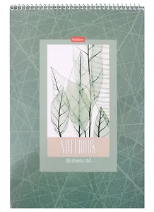Блокнот А4 96л кл. "Листья" спираль, мел.картон, УФ-лак, жестк.подложка