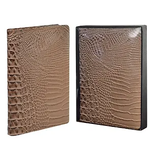 Ежедневник недат. А5+ 192л 175x245 "Аллигатор" светло-коричневый, иск.кожа, тв.переплёт, поролон, офсет, ляссе, мет.уголки, подар.карт.коробка с ПВХ-крышкой
