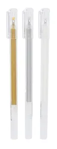 Ручки гелевые 3 цвета (золото, серебро, белая), Hatber