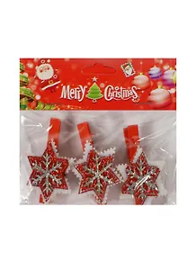 Новогодний Набор из 3-х прищепок Снежинки с серебром в пак. с хедер. (11069701) (12х10см)