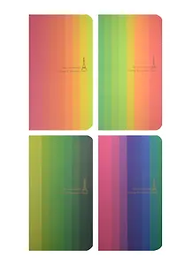 Записная книжка А6+ 96л 95*170мм лин "Цветные полосы" карт.обл, неон.полосы, бел.бумага, ассорти