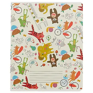 Тетрадь в линейку Academy Style, "Город животных", 12 листов, в ассортименте 246883