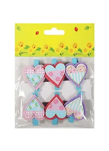Набор прищепок, 6 шт, в пакете с хедером, сердечки (11-06943-4)
