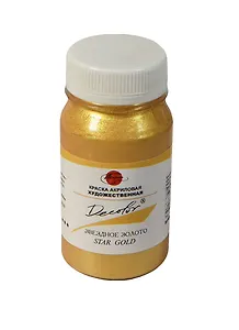 Краска акриловая "Деколор" золото звездное,100мл,банка, Таир