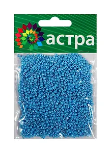 01 Бисер Астра (403 св. голубой/непрозрачный радужный) (675288) (11/0) (20гр.) (стекло) (упаковка)