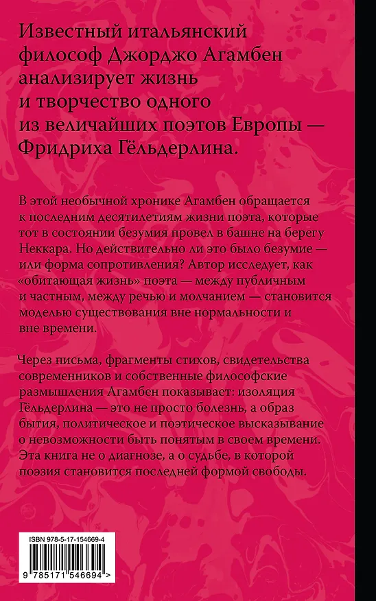 Книга Безумие Гёльдерлина. Жизнь, поделенная надвое (Джорджо Агамбен) — 2