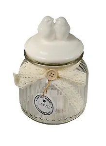 Сувенир Феникс Презент Стеклянная ёмкость для продуктов Белая птица 10,5*16,5см 600мл