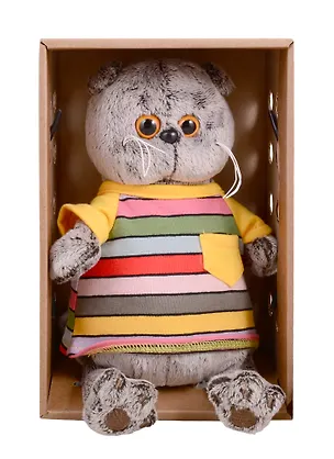 Мягкая игрушка Басик в полосатой футболке с карманом (19 см) (Ks19-147) 2822212