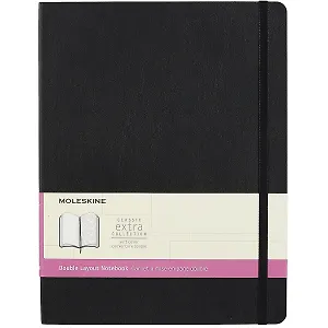 Книга для записей А5+ 96л лин./нелин. "CLASSIC SOFT DOUBLE Xlarge" мягк.обл., черный, ляссе, инд.уп., Moleskine