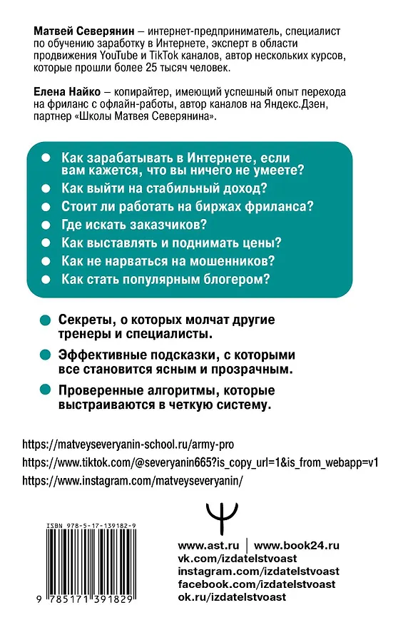 Книга Заработок в интернете. Секреты, подсказки, проверенные алгоритмы (Матвей Северянин) — 2