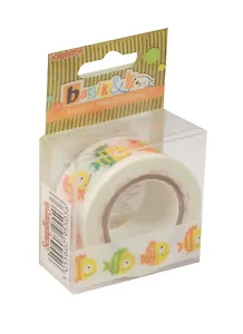 ХОББИ И ТЫ ScrapBerrys Бумажная клейкая лента с принтом Basik&Co Рыбки-1 15мм*8м