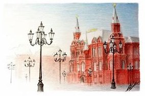 Открытка Москва карандаш "Москва. Государственный исторический музей" 2515630 — 1