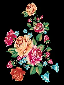 Картина по номерам. На черном холсте. Цветочный куст