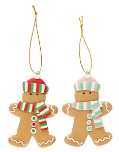 Набор новогодних подвесных украшений Пряничные человечки (2шт) (пластик) (ПВХ бокс) (7х10) (12-07253CR-6)