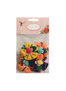 Набор бант с пуговицей микс 2 (A-2) (4 шт) (желтый бледно-роз. Оранж. Черн.) (упаковка/хедер)