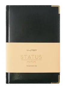 Ежедневник дат. 2025г. А5 176л "Status" темно-зеленый, 7Б, тв.переплет, иск.кожа, обл.поролон, мет.уголки, тонир.блок, цв.торец, ляссе, инд.уп
