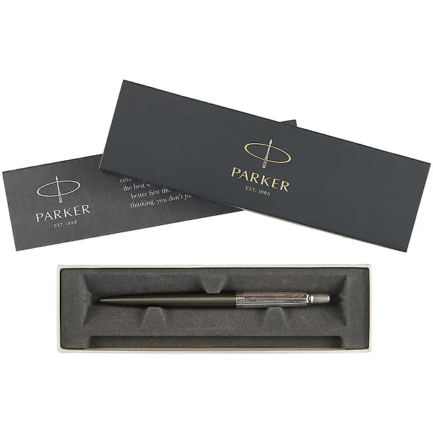 Ручка подарочная шариковая синяя, Jotter Premium Tower Grey Diagonal CT, Parker 242995 — 2