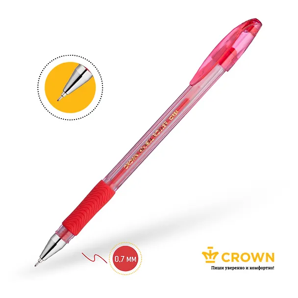 Гелевая ручка красная 0,7 мм, Crown 224077 — 3