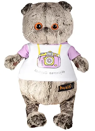 Мягкая игрушка Басик в футболке с принтом Весёлый фотограф (25 см) (Ks25-056) 2562198