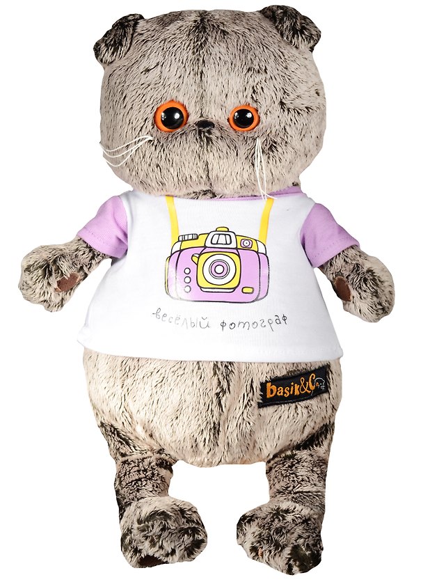 Мягкая игрушка Басик в футболке с принтом Весёлый фотограф (25 см) (Ks25-056) 2562198 — 1