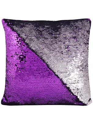 Подушка с пайетками фиолетовая с серебром (3825) (37х37) 2620755
