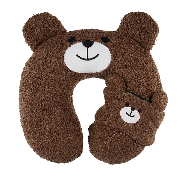 Подушка на шею с маской «Мишка», (30х30 см) 2990104 — 1