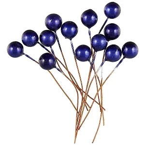 Искусственный декор Жемчужины на проволочке кобальт, 0,5см 12шт (ОРР)