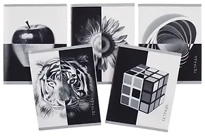 Тетрадь 96л кл. "Черно-белое" мел.картон, твин-лак, ассорти